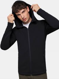 Leichte schwarze Kapuzenjacke aus Interlock-Fleece für Herren – ideal für Arbeit & Beruf